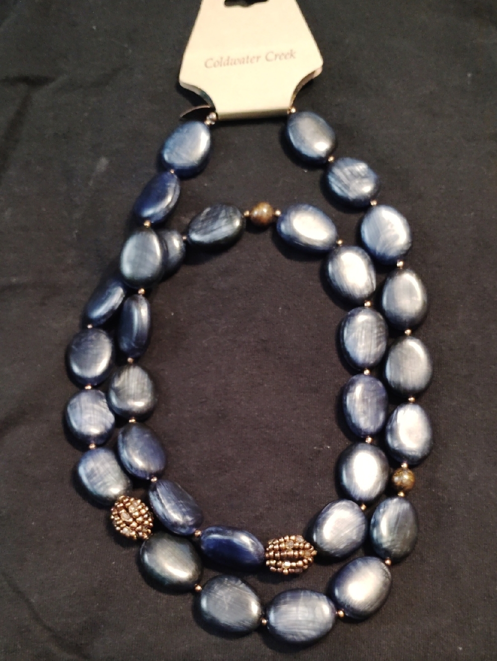 Coldwater Creek 36" Single Strand Blue And Copper Color Necklace